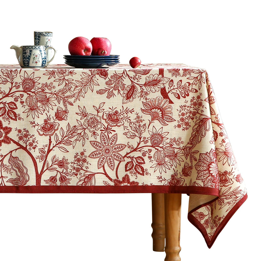 ISAENNE Designer French Linen Rectangular Tablecloth,71"x55"-Mosella F