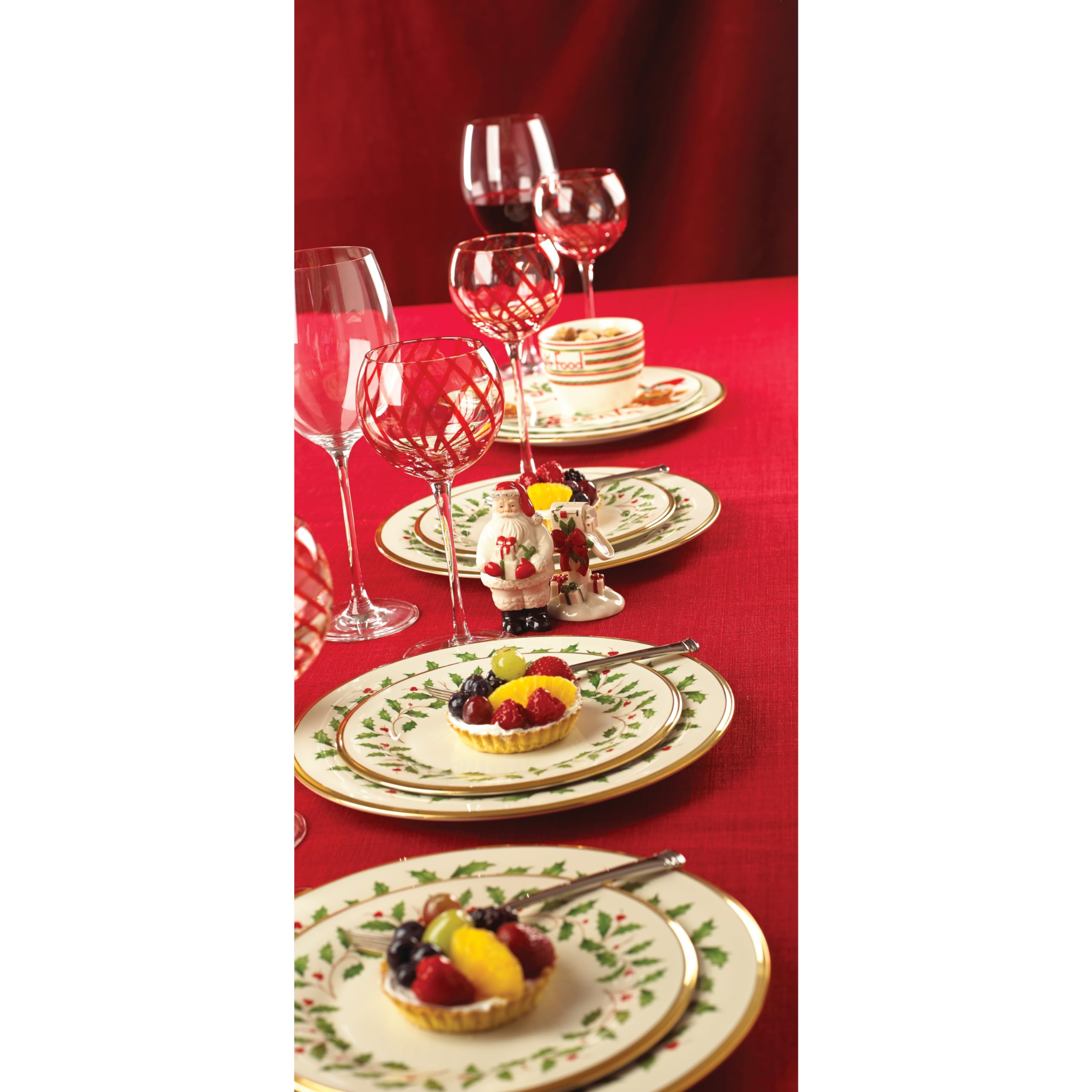 Lenox Holiday 6-Piece Dinner Plates Dinnerware Set, Service For 6, Porcelain, Dishwasher Safe, Round Plates Set, Holiday Red & Green, Perfect for Gatherings, Christmas Dinnerware (Ivory, 6 Piece)