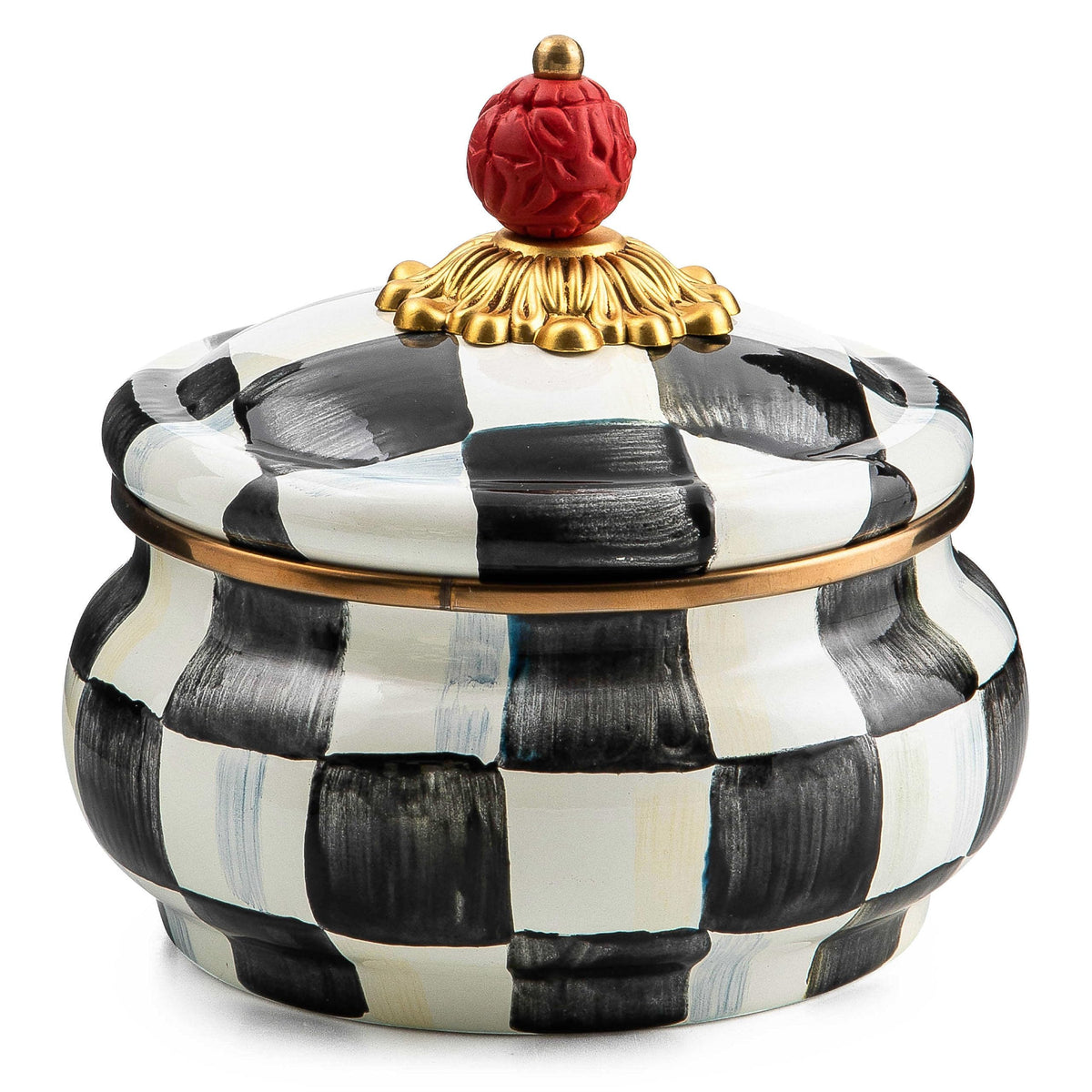MACKENZIE-CHILDS Enamel Squashed Pot, White Flower Market