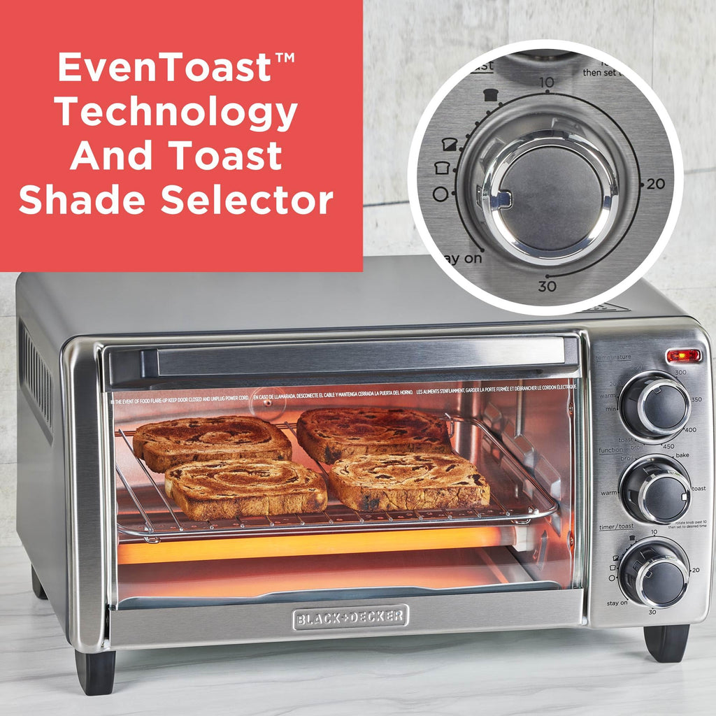 BLACK+DECKER TO1313SBD Toaster Oven, 15.47 Inch, Silver