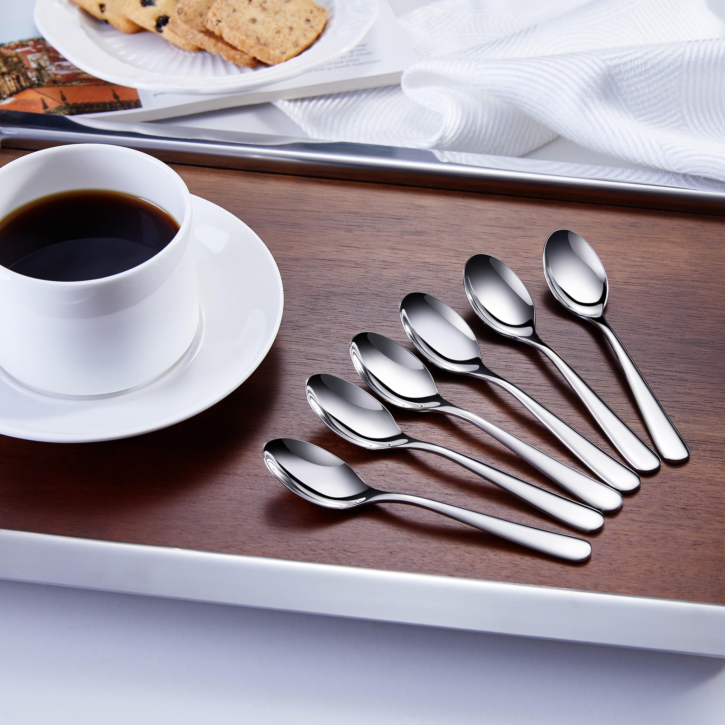 KEAWELL Premium Louise 6-Piece 4.4-Inch 18/10 Coffee Spoons (4.4 inches, 6)