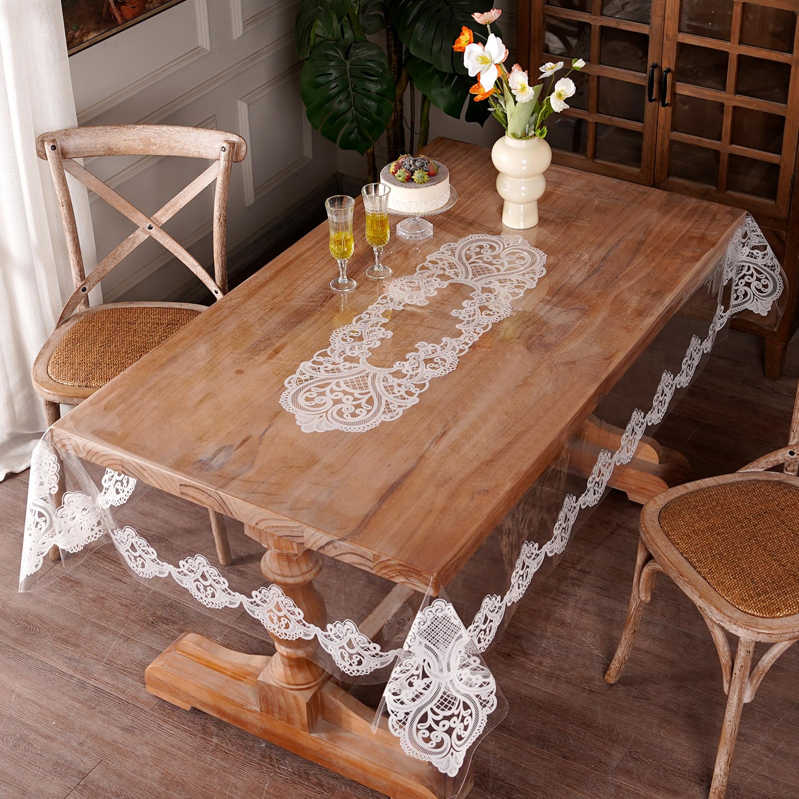 Artbloss Clear Table Cover Protector Rectangle Vinyl Table Cloth, 52" x 70"