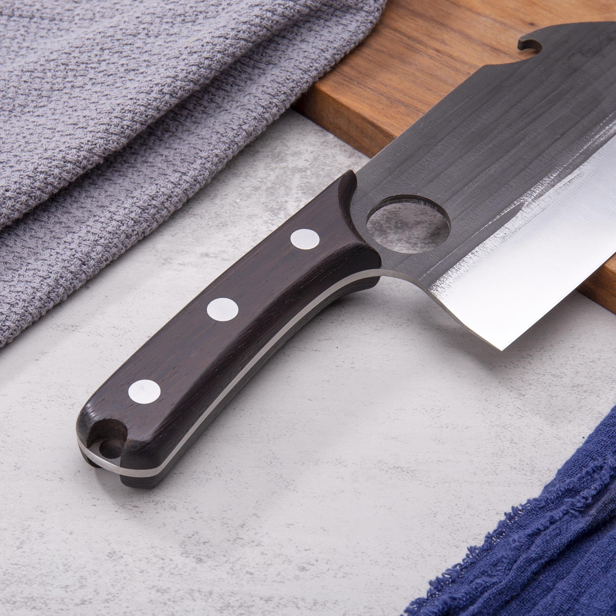 SHANGDAO 7" Deba Knife, Hand Forged Cleaver Butcher Knife for Meat Cutting, Japanese Kitchen Viking Knife with Sheath, Cooking Knife for Kitchen and Outdoor Camping, Thanksgiving Christmas Gifts