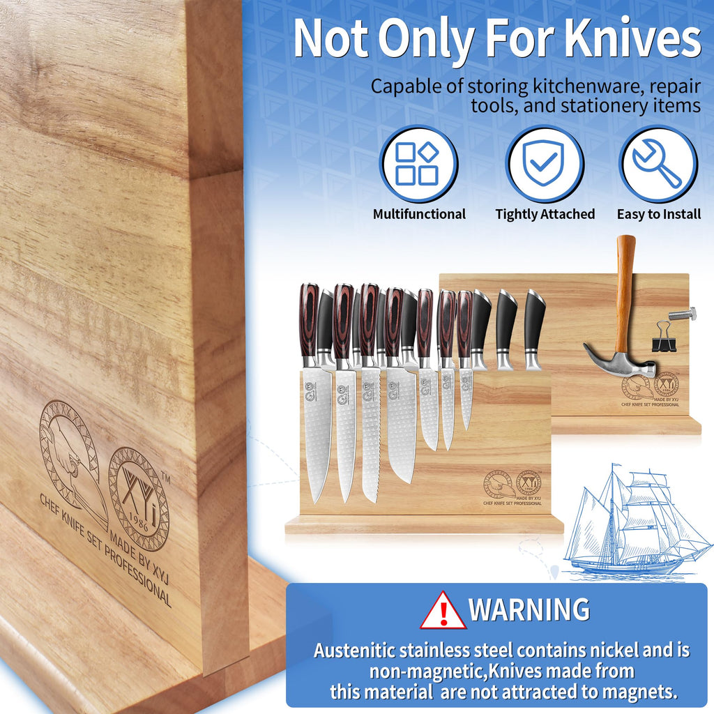 XYJ Magnetic Knife Block, Double-Sided Knife Holder with Strong Magnets