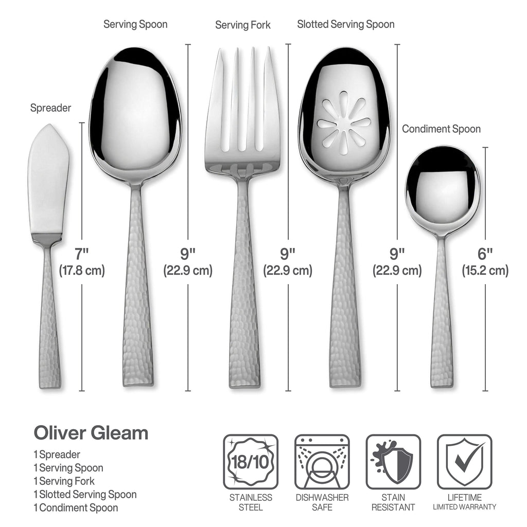 Mikasa Oliver Mirror 18/10 Stainless Steel Flatware Set for 12, 65-Piece Silverware Set with Serving Utensils, Dishwasher Safe Cutlery Set