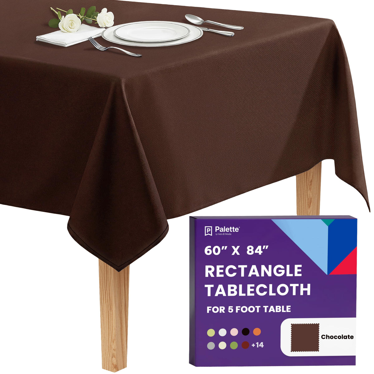 Gee Di Moda Rectangle Tablecloth - 60 x 84 Inch Lavender Table Cloth for 5 Foot Rectangle Tables - Heavy Duty Washable Fabric - for Holiday Party, Dinner, Weddings, Baby Shower & Events