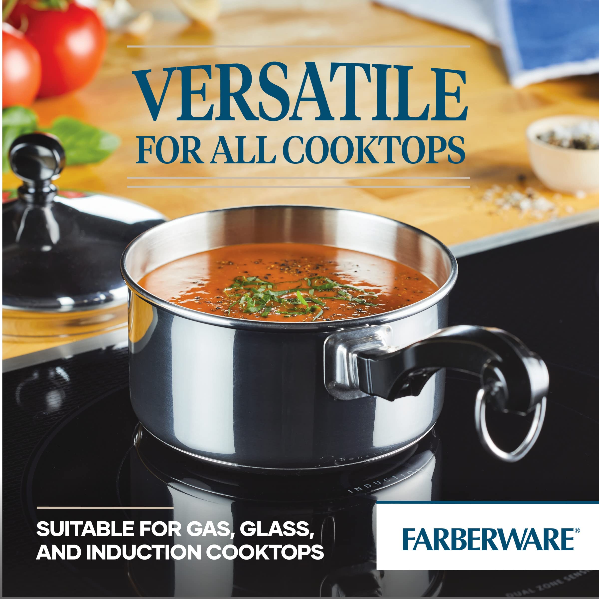 Farberware Classic Series Stainless Steel Sauce Pan with Lid, 1-Quart, Sauce Pans, Silver