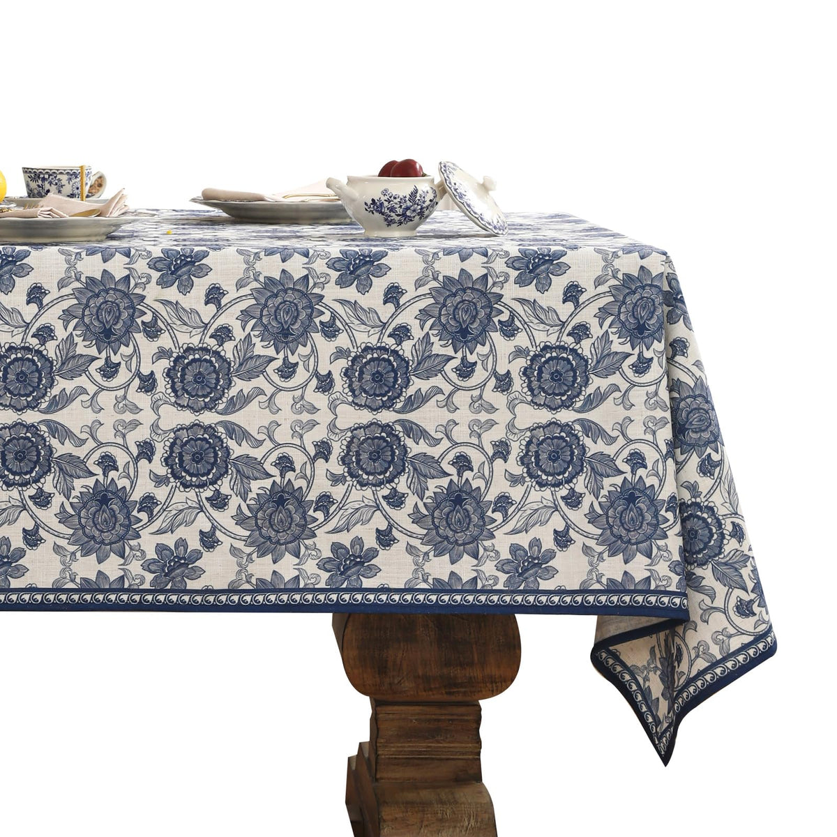 patdrea Vintage French Linen Tablecloth,Square,67"x67"-Kulom A
