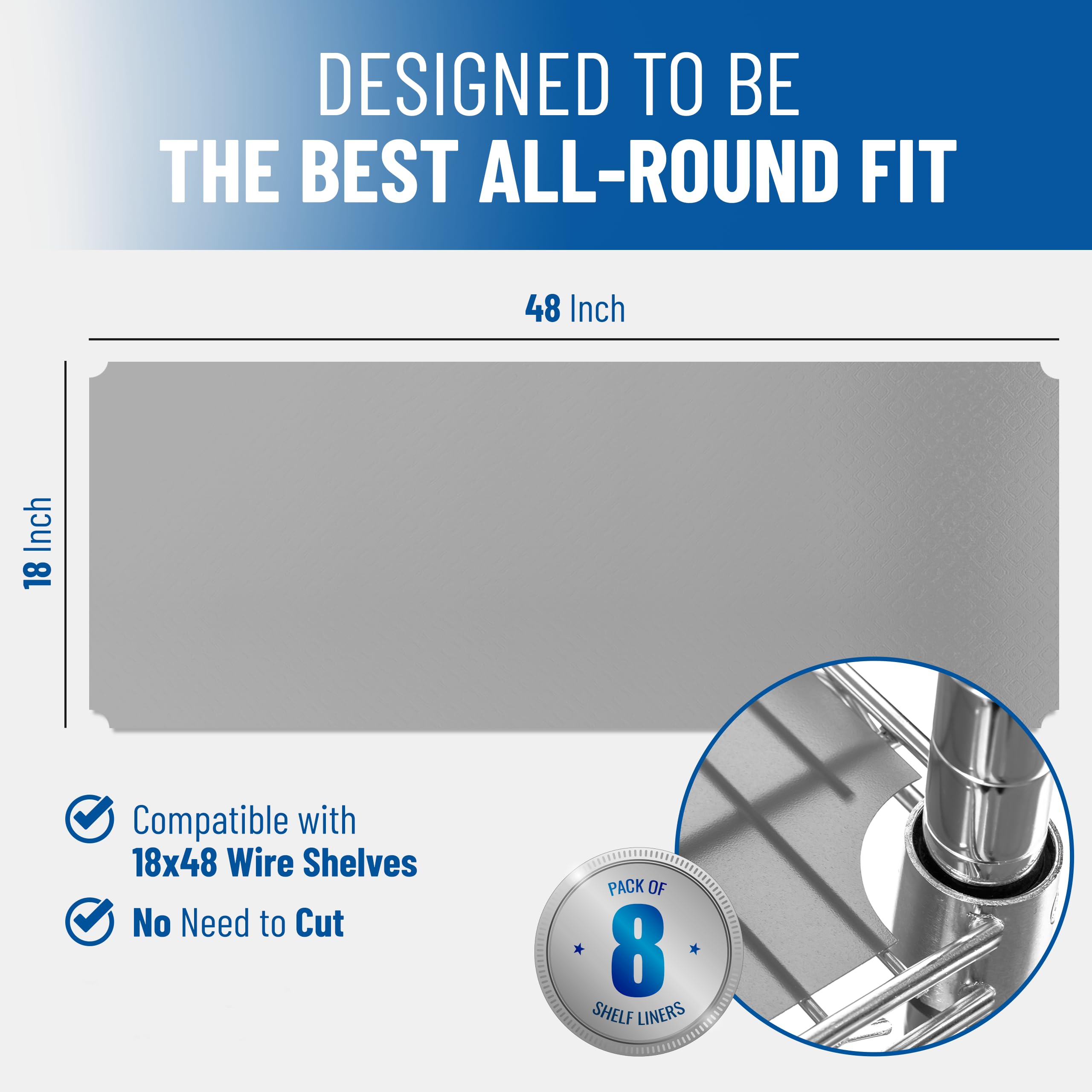 Set of 4 Shelf Liners for Wire Shelf Liner- Long Lasting Premium Quality- Graphite 18 x 48