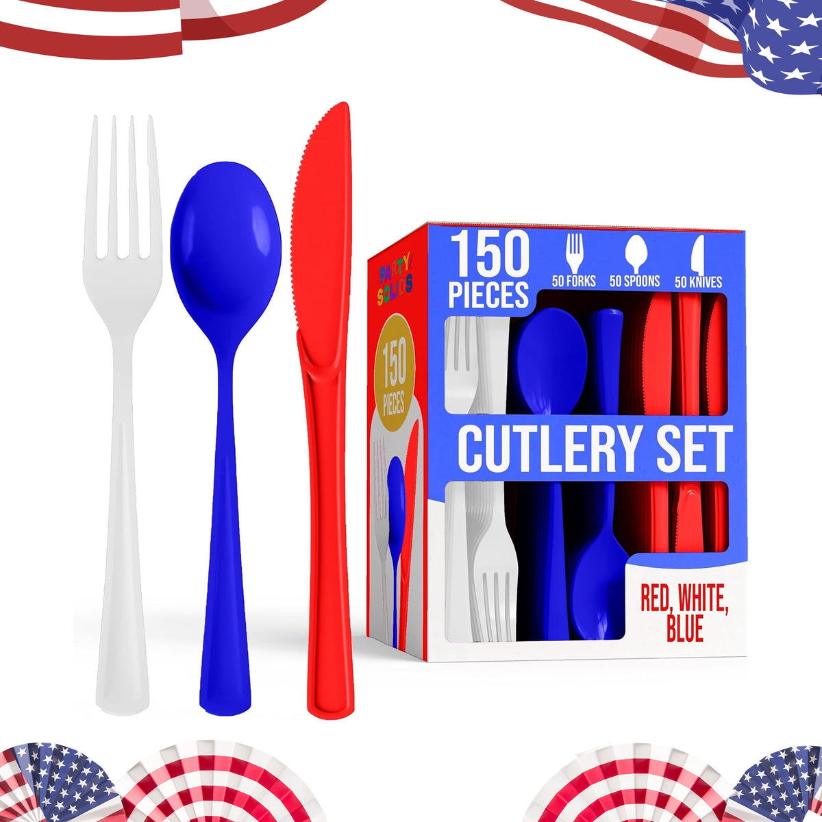 Party Solids Red Plastic Silverware 150 Pcs Red Cutlery Set