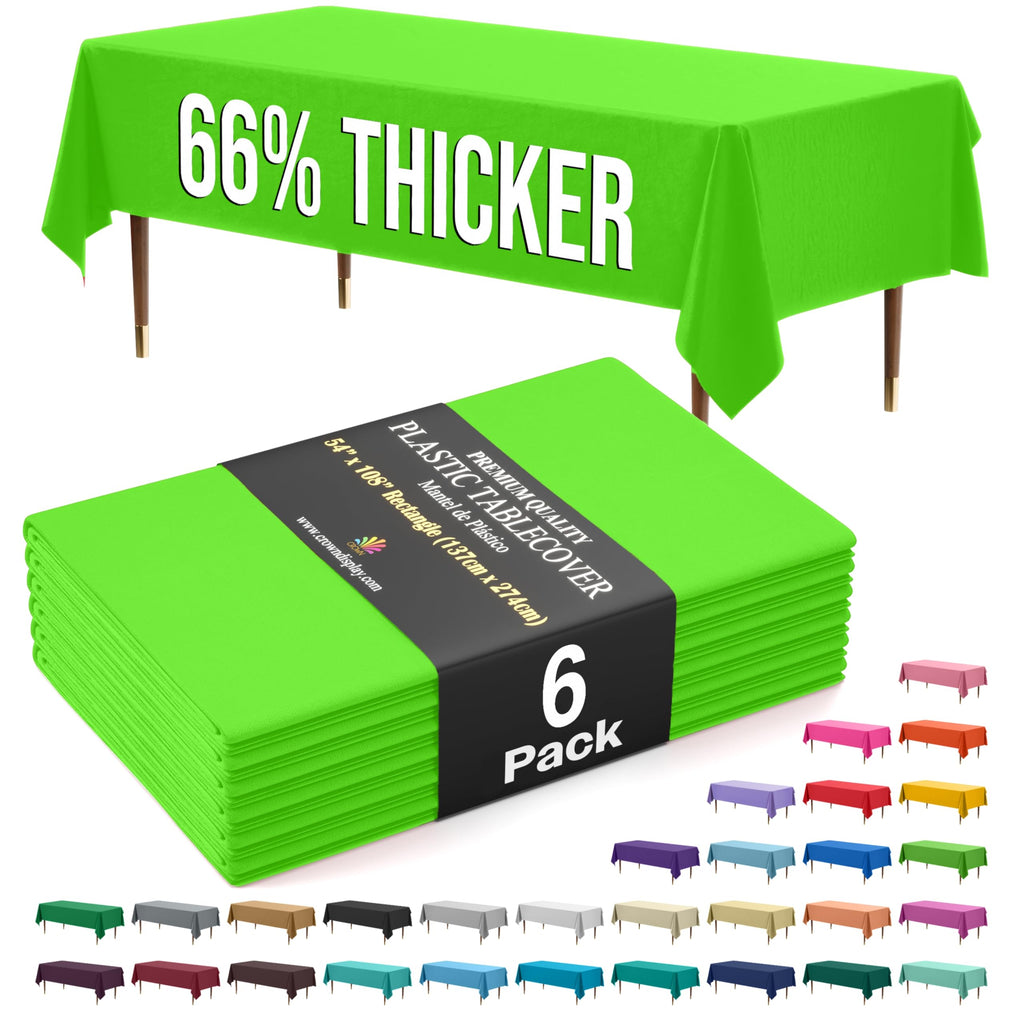 Exquisite Party Solids 66% Thicker Premium Plastic Table Cloth Rectangle Table Cover 0.5 Mil 12 Pack Red Table Cloth 54 Inch x 108 Inch Disposable Tablecloth Won't Tear Easily Like Cheap Thin Brands