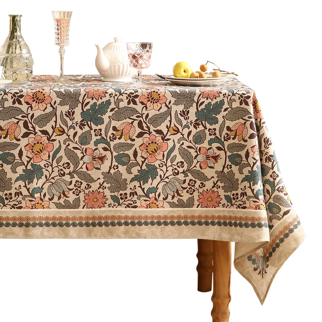 ISAENNE Designer Linen Square Large Tablecloth,67"x67"-Serenity G