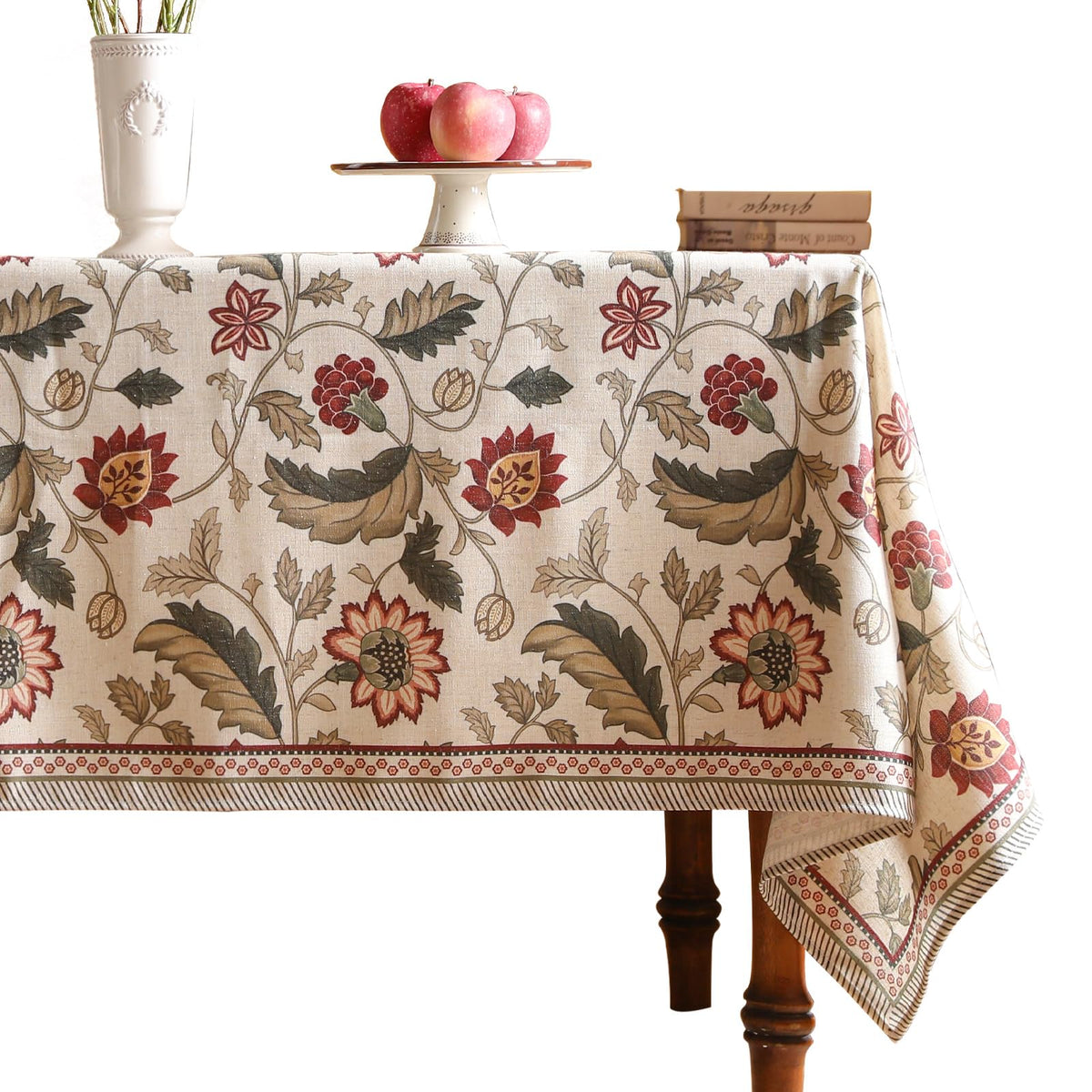 ISAENNE Designer Rectangular Elegant Linen Tablecloth,110"x63"-Grace B