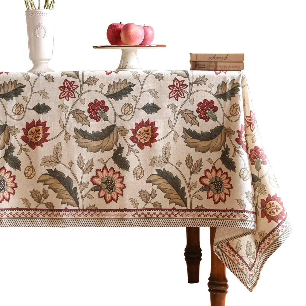 ISAENNE Designer Vintage Linen Rectangular Tablecloth,79"x55"-Carol G