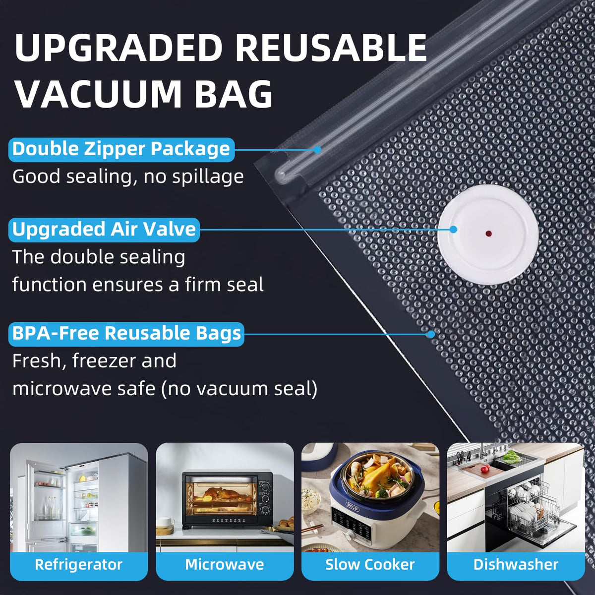 Vixino Vacuum Sealer, vacuum sealer for food, handheld vacuum sealer(Vacuum Sealers+ 20 reusable vacuum seal bags)