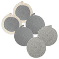 Encasa XO Round Trivet Mats for Hot Dishes with Hanging Loop | Grey Combo - Set of 6 with 7 inch Diameter | Cotton Round Thick Heat Resistant Pot Holders | Use Hot Pads Plate Mats for Hot Pots & Pans
