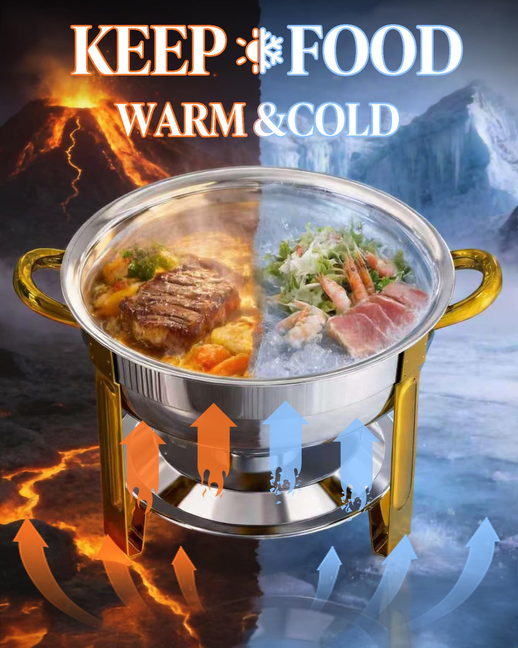 Frizoky Gold Accent Chafing Dishes for Buffet, 6QT 4 Pack