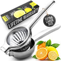 Zulay Kitchen Extra Large Lemon Squeezer Stainless Steel - Easy Squeeze Heavy Duty Lemon Juicer Hand Press - Ergonomic Citrus Squeezer & Fruit Juicer for Small Oranges, Lemons, & Limes - Silver