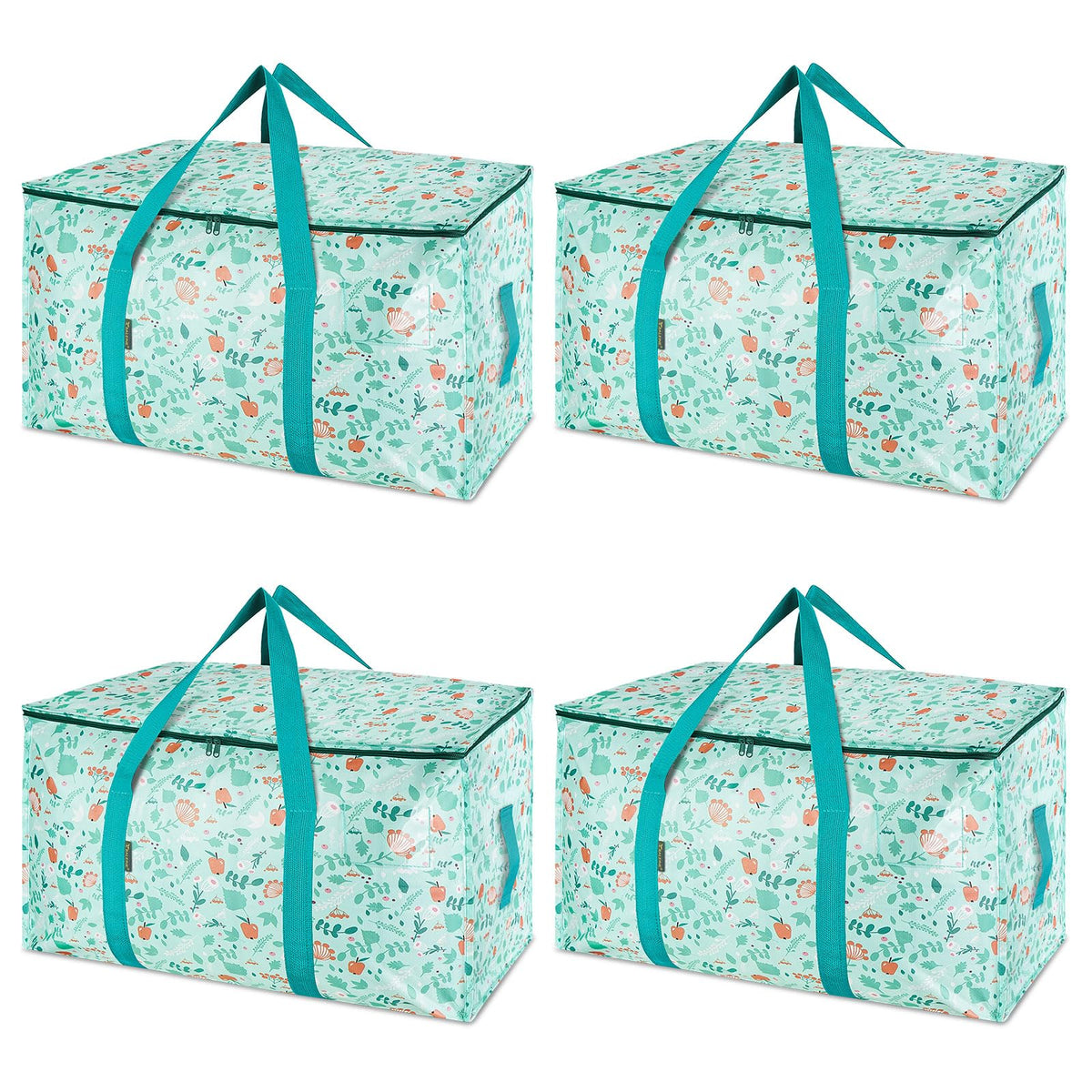 BALEINE 4-Pack Oversized Moving Bags with Reinforced Handles, Heavy-Duty Storage Tote Moving Supplies for Packaging, Camping (Blue w/Window, 4-Pack)