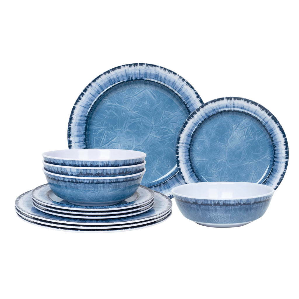 AELS Melamine Dinnerware Set of 18 Pcs Dinner Dishes Set for Indoor and Outdoor Use, Dishwasher Safe, Lightweight Unbreakable, BPA Free (Navy, Service for 6 (18pcs))