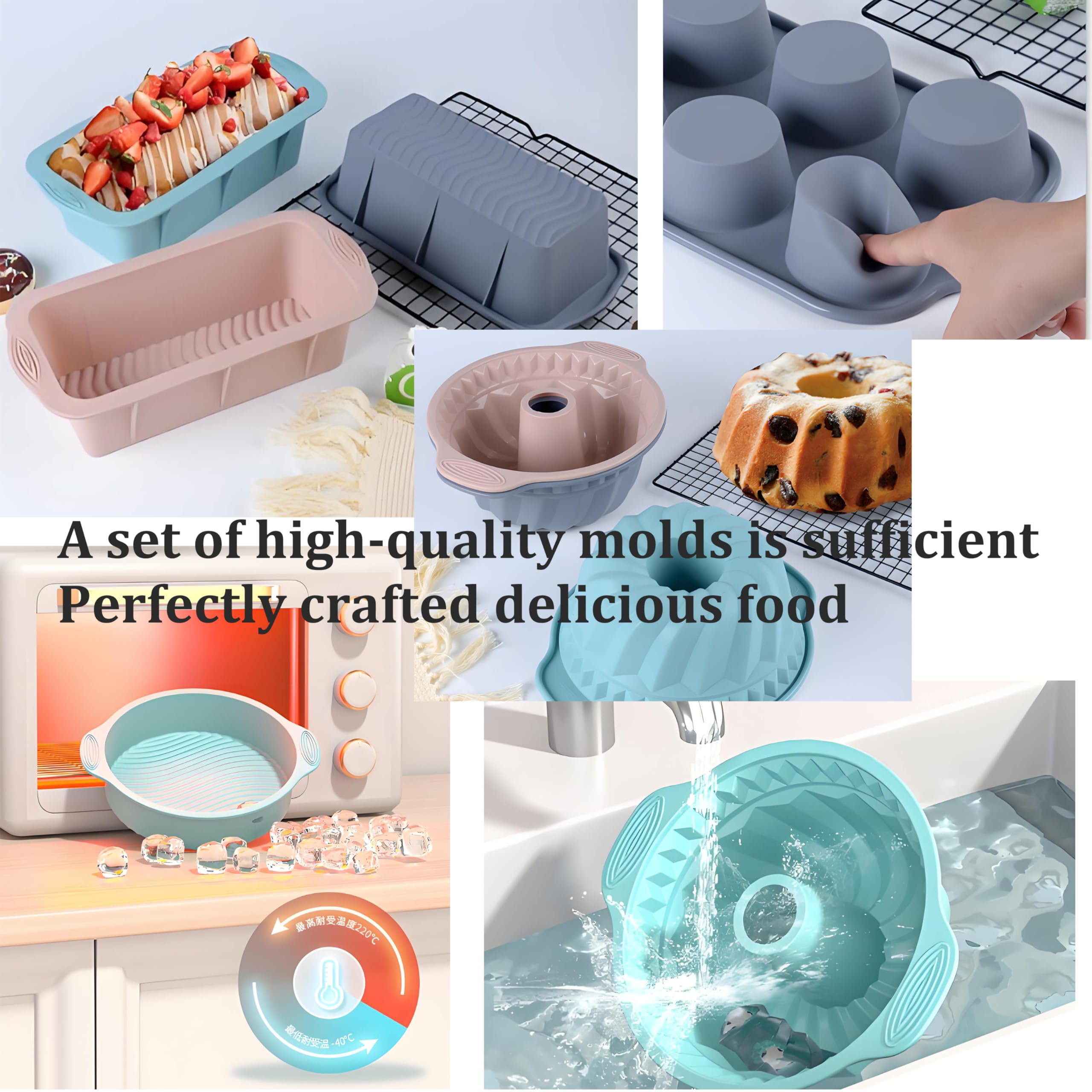 SoKalChw Thickened Silicone Cake Pan and Moldes Para Gelatinas, Heavy Duty Toast Cake Mold for Baking, BPA Free, Mint Green (Rectangle: 5.3inx9.6inx2.7in / 1Pcs)