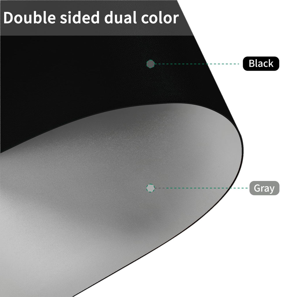 Zinkooat Faux Leather Table Cover,1.8mm Thick,35.4x70.9 Inch Table Protector,Table Protector for Dining Room Table,Table Cover Protector,Dining Room Table Protector Pad(Black+Gray,35.4x70.9)