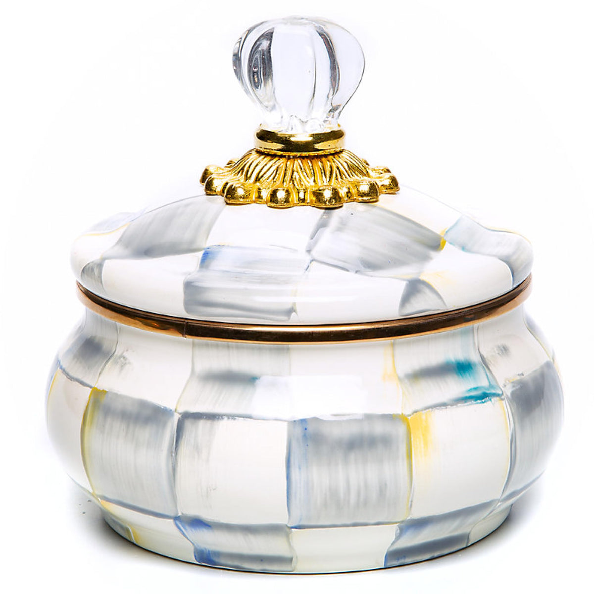MACKENZIE-CHILDS Enamel Squashed Pot, White Flower Market