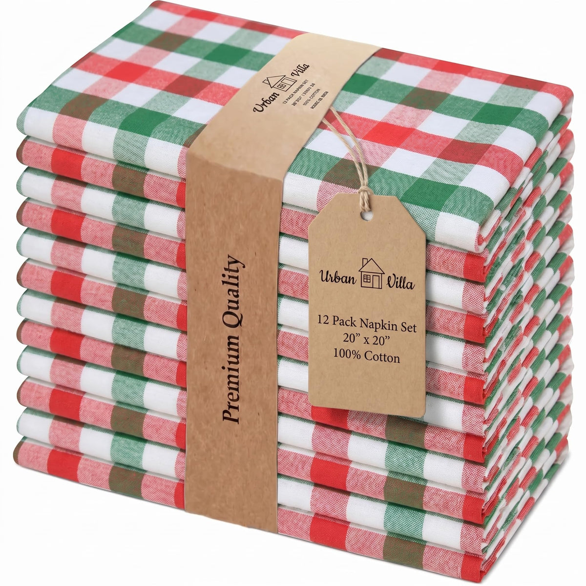 Urban Villa Cloth Napkins Cotton 20x20 (Set of 12) Rust
