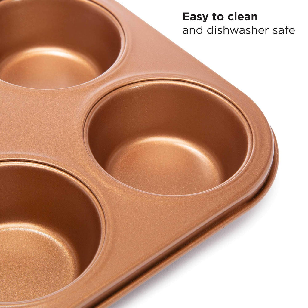 Ecolution Non-Stick Toaster Oven Bakeware Set, 4 Piece, Carbon Steel, Easy to Clean and Perfect for Single Servings, Copper