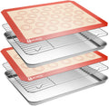 MCIRCO 6 Piece Stainless Steel Baking Sheet with Rack with Silicone Baking Mat Set (2 Pans + 2 Racks + 2 Mats), 17.3 x 13 x 1 Inch Cookie Sheet with Cooling Rack, Easy Clean