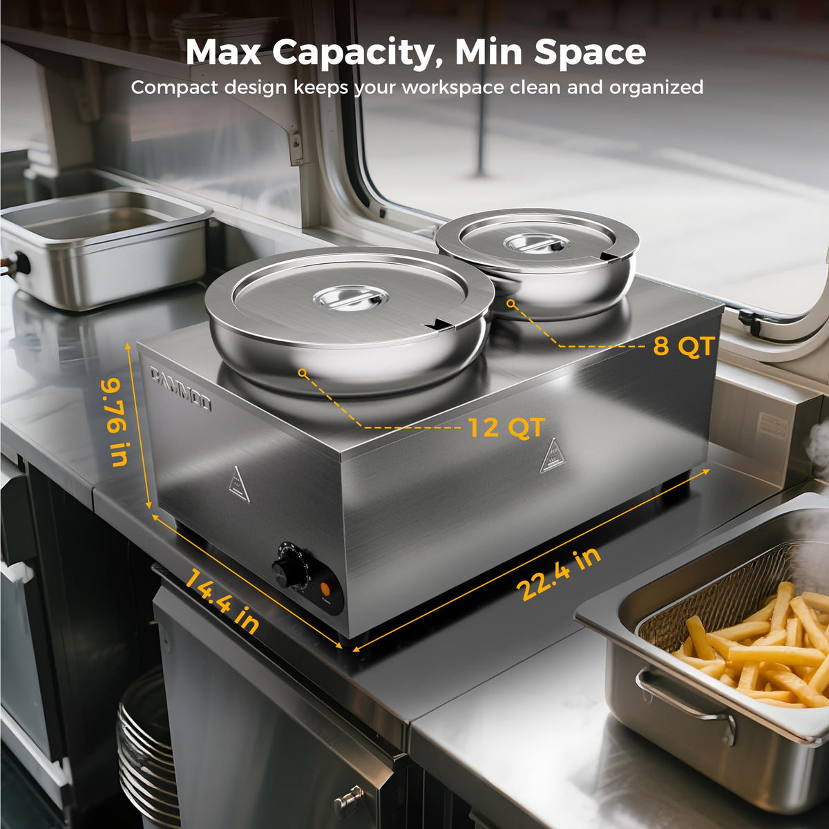 CAMMOO 2-in-1 Steam Table Food Warmer and Soup Warmer Commercial Portable