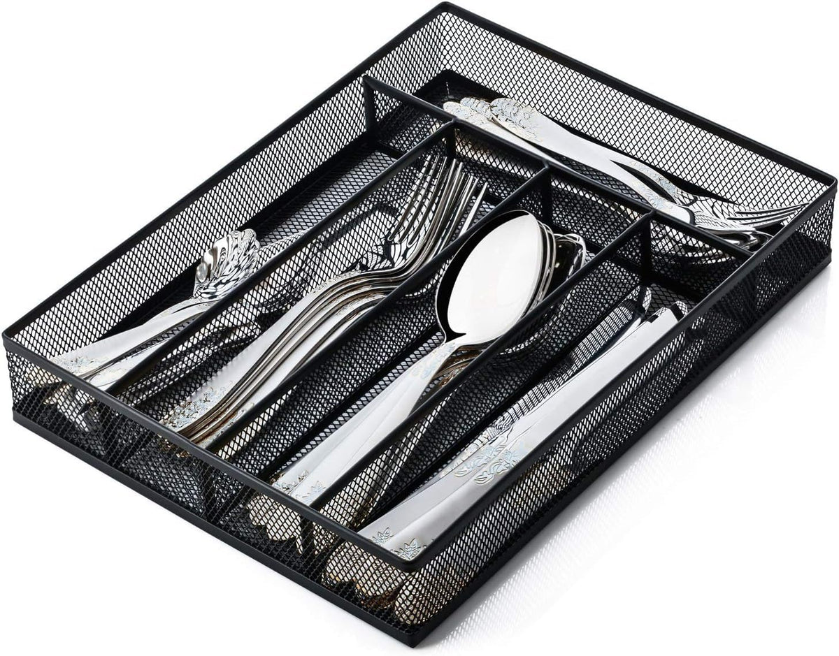 Sedegn Mesh Silverware Tray for Drawers: 5‑Compartment Utensil Organizer