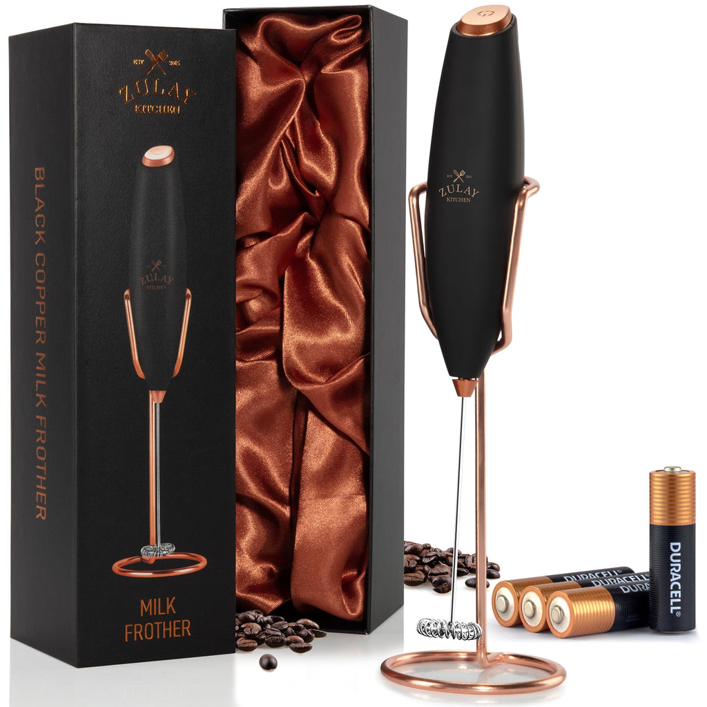 Zulay Kitchen Powerful Milk Frother Wand With Duracell Batteries - Ultra Fast Handheld Drink Mixer - Electric Whisk Foam Maker for Coffee, Lattes, Cappuccino & Matcha - Z1 Motor - Aqua