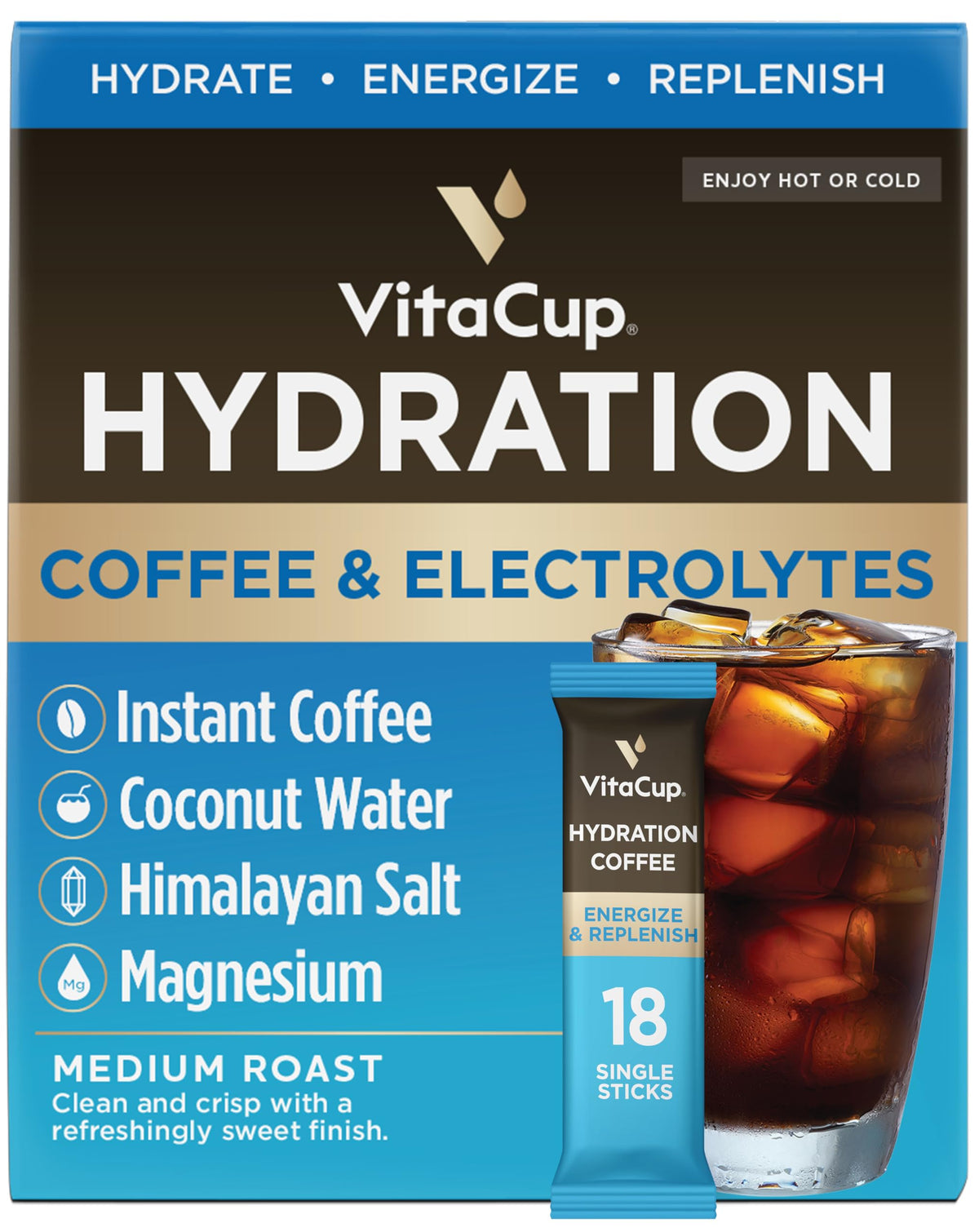 VitaCup Perfect Low Acid USDA Organic Instant Coffee Packets 24ct