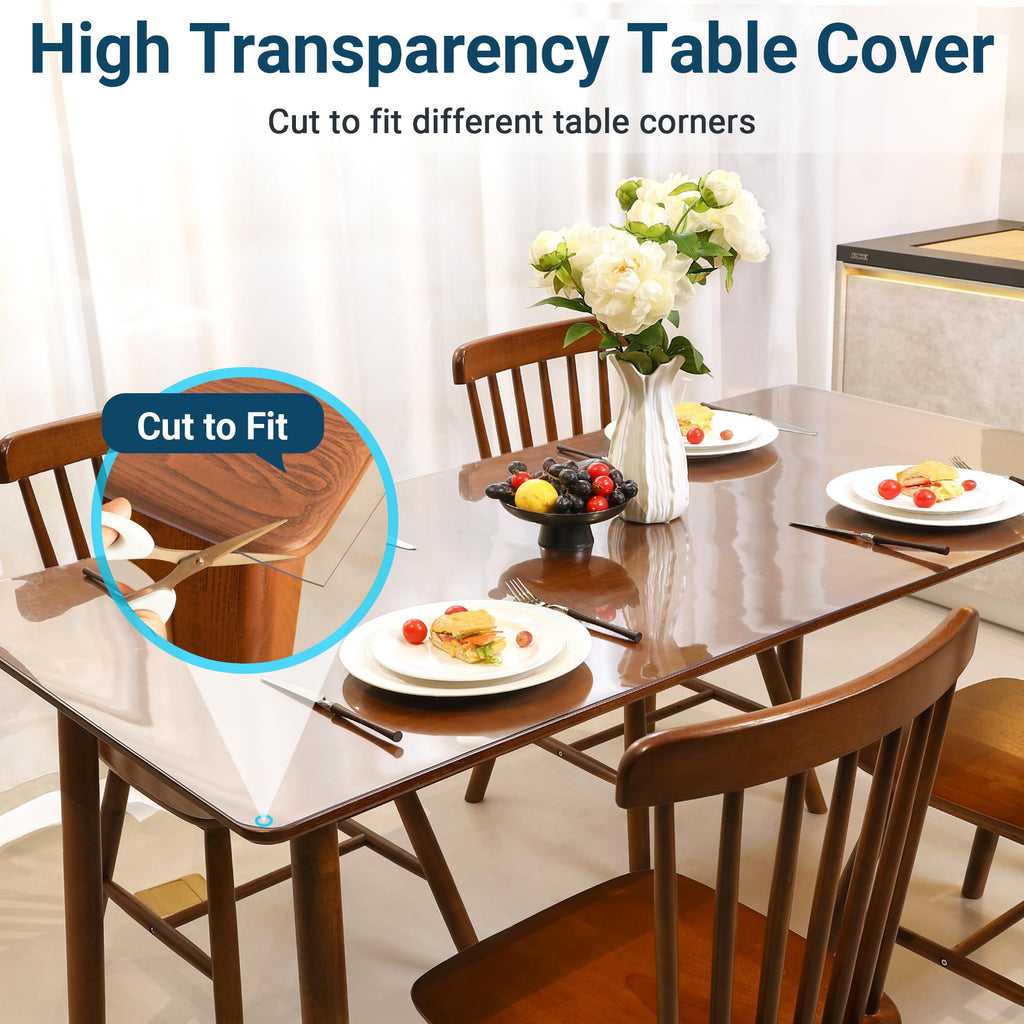 NAP2WELL Clear Table Cover Protector 36 x 60 Inch, 1.5mm Plastic Desk Mat