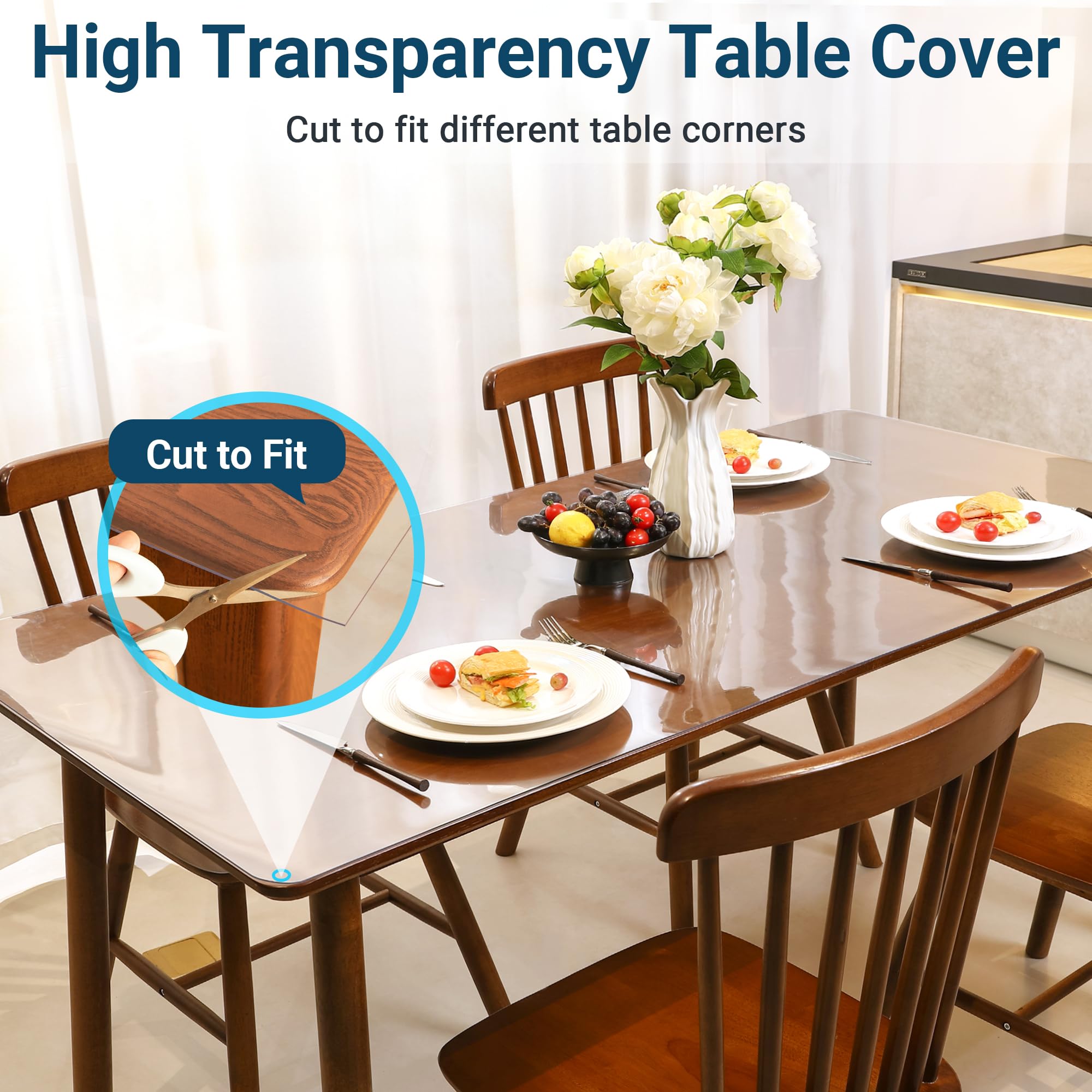 NAP2WELL Clear Table Cover Protector 36 x 60 Inch, 1.5mm Plastic Desk Mat