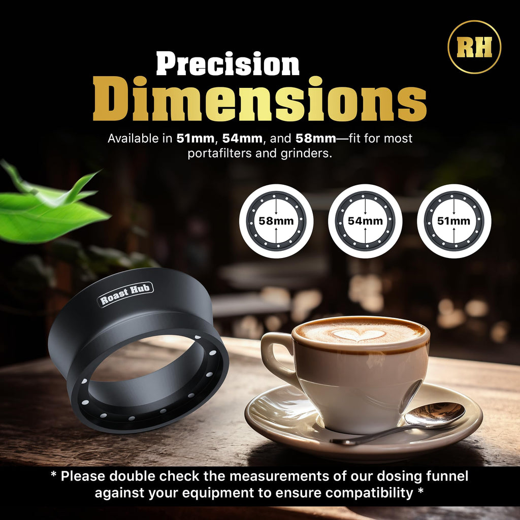 Roast Hub 58mm Magnetic Dosing Funnel for Portafilter Espresso Machine ~ High Strength 12 Magnet Design ~ Fits Most Express Coffee Machines ~ Home Barista Espresso Portafilter Adapter ~ UK Brand