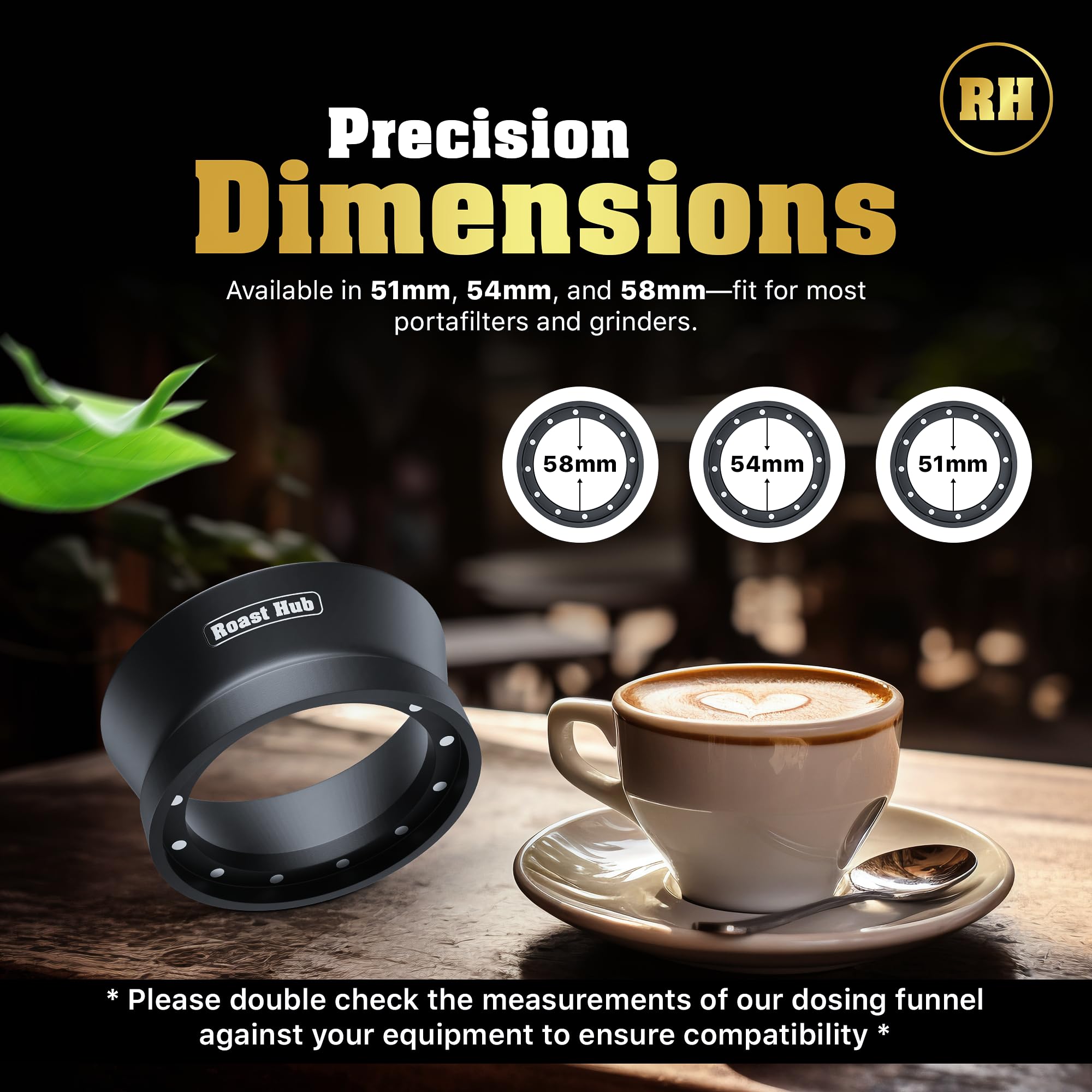 Roast Hub 58mm Magnetic Dosing Funnel for Portafilter Espresso Machine ~ High Strength 12 Magnet Design ~ Fits Most Express Coffee Machines ~ Home Barista Espresso Portafilter Adapter ~ UK Brand