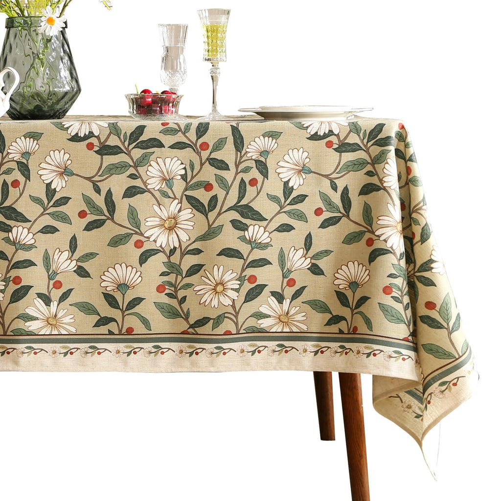 ISAENNE Designer French Linen Rectangular Tablecloth,71"x55"-Mosella F