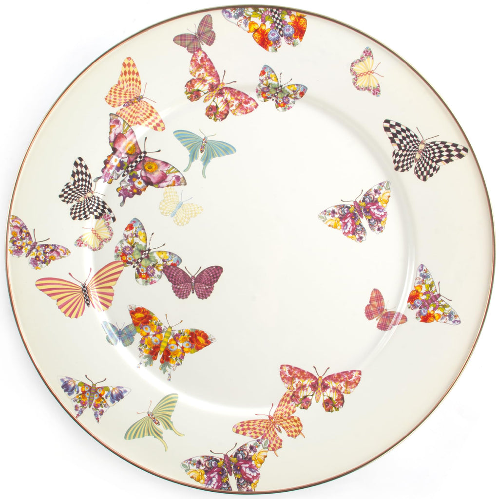 MACKENZIE-CHILDS Enamel Serving Platter, Pink-and-White Rosy Check