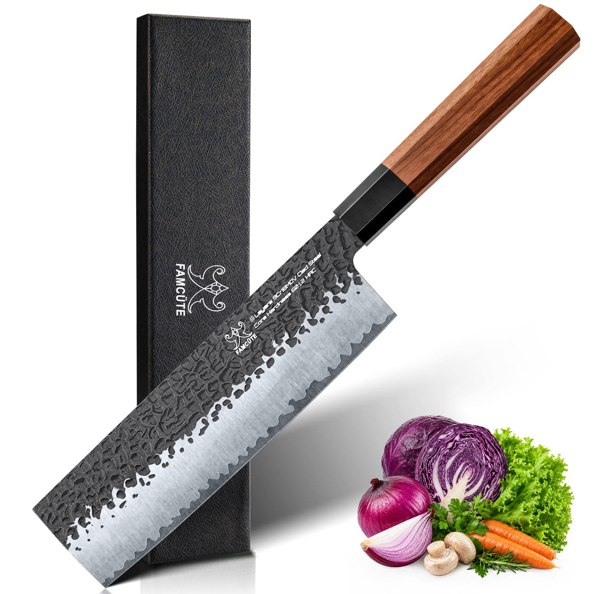 FAMCÜTE 5" Paring Knife, Hand-Forged Japanese Small Knife for Easy Control