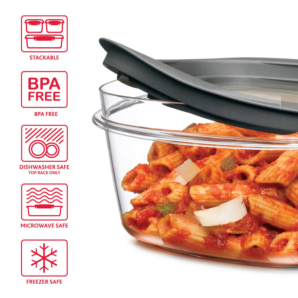 Rubbermaid Premier Food Storage Container, 10 Piece Set, Grey, BPA-Free, Microwave & Dishwasher Safe