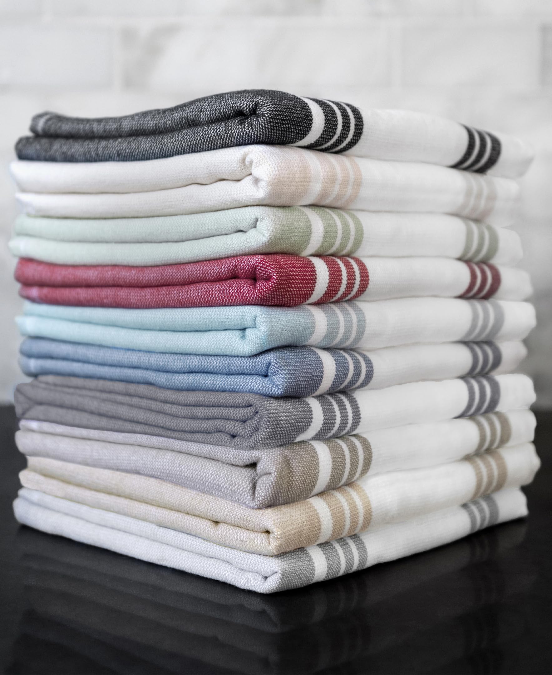 All-Clad Dual-Purpose Kitchen Towels: Highly Absorbent - 100% Cotton, 17"x30" Dish Towels for Cleaning & Drying Dishes & Glassware, 3-Pack, Cappuccino