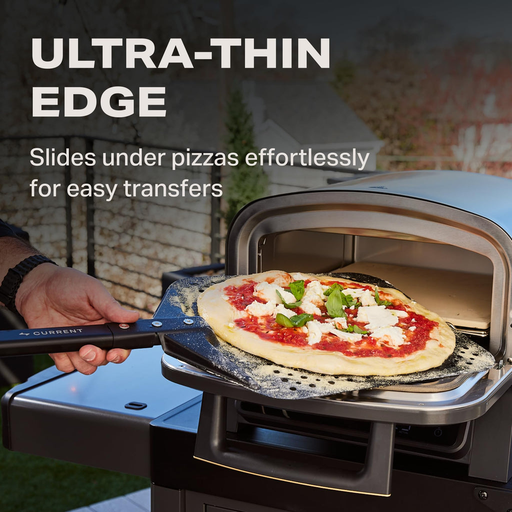 CURRENT® Perforated Aluminum Pizza Peel, Ultra-Thin Edge, Heat-Resistant