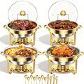 EffiQ-Rate 5QT Round Chafing Dishes for Buffet, Gold, 4 Pack