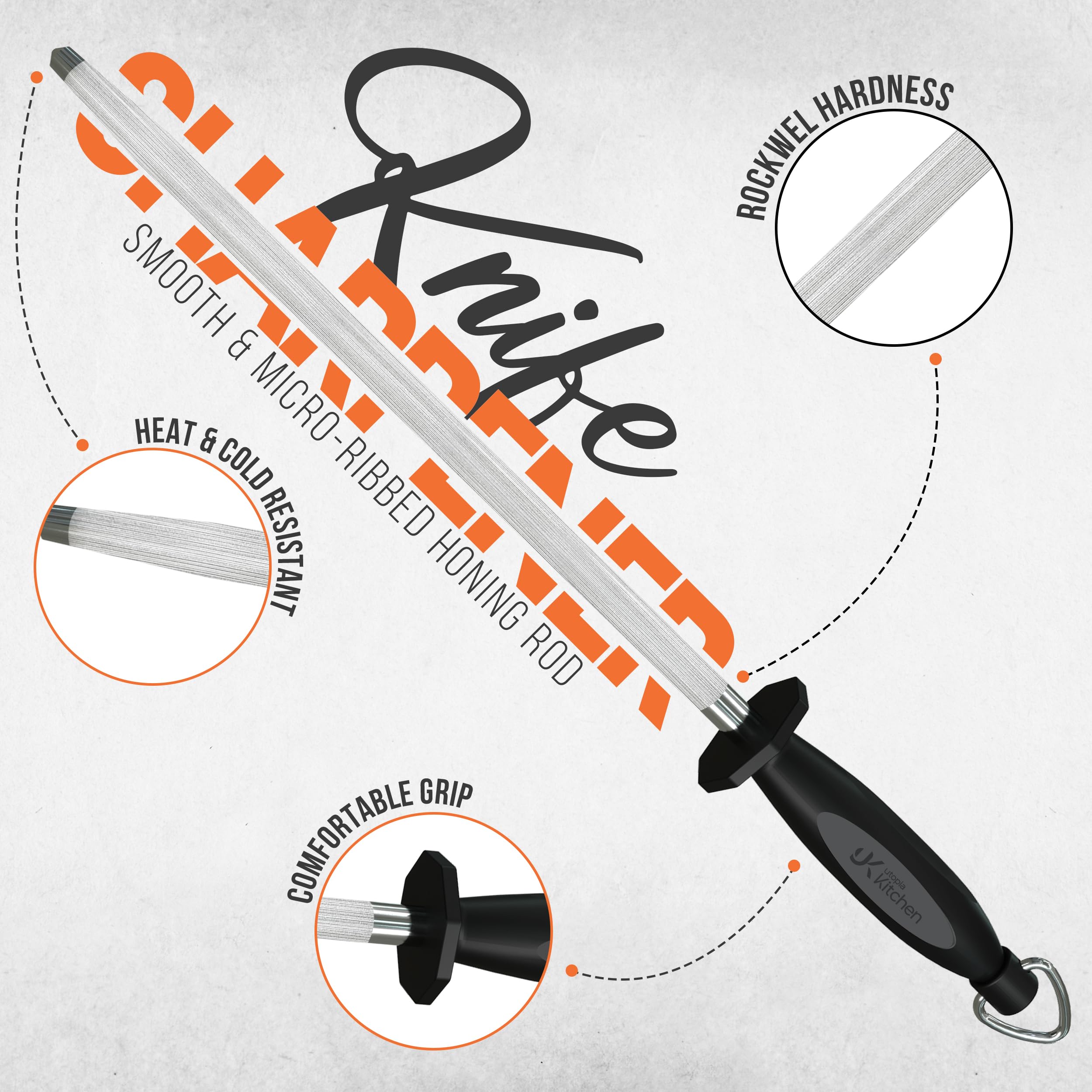 Utopia Kitchen Knife Sharpener Rod 12 Inch Honing Rod for Sharpening