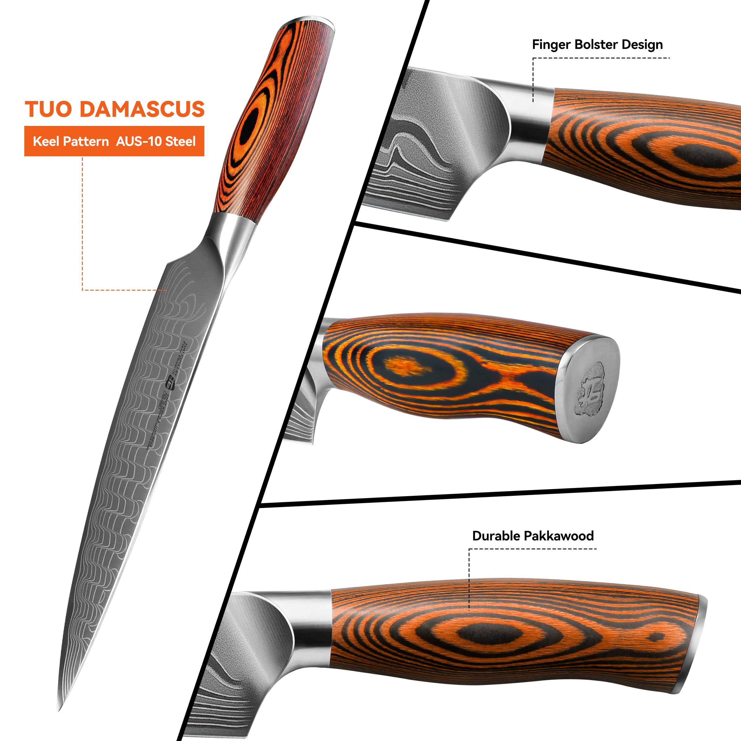 TUO 8" Chef Knife in Japanese Steel AUS-10, 67 Layers Damascus Kitchen Knife, High Carbon Steel Blade with Dragon Pattern & Pakkawood Handle