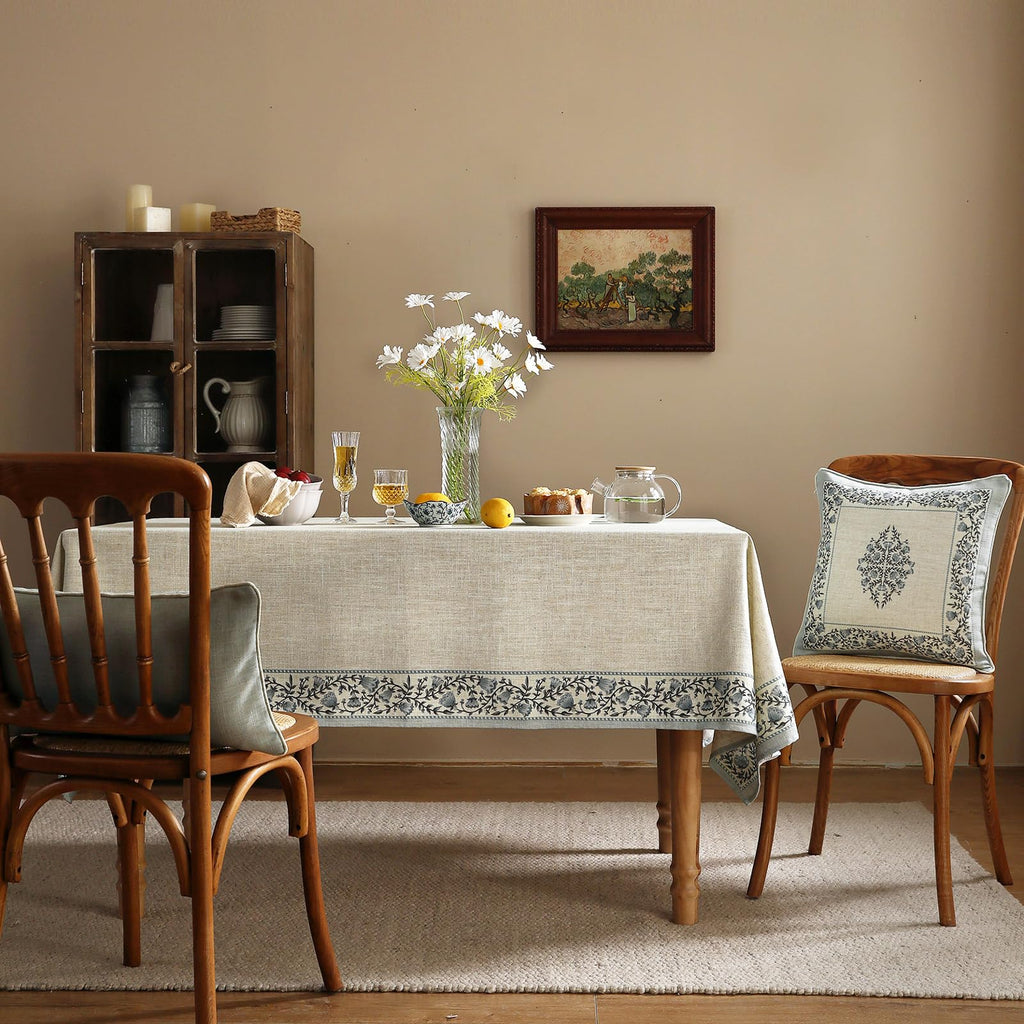 ISAENNE Designer Linen Large Square Tablecloth,67"x67"-Segerman B