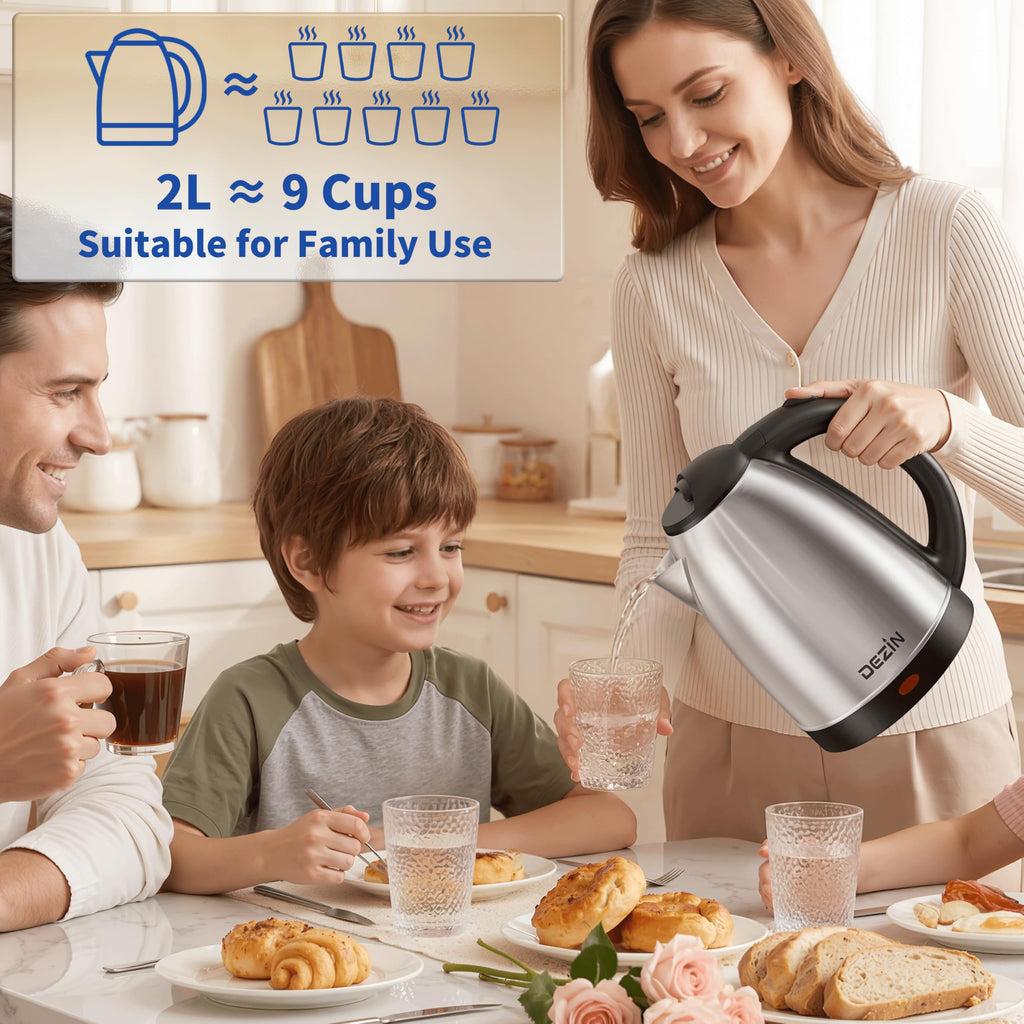 DEZIN 2L Electric Kettle, Fast Boil Electric Tea Kettle, 1000W Water Boiler
