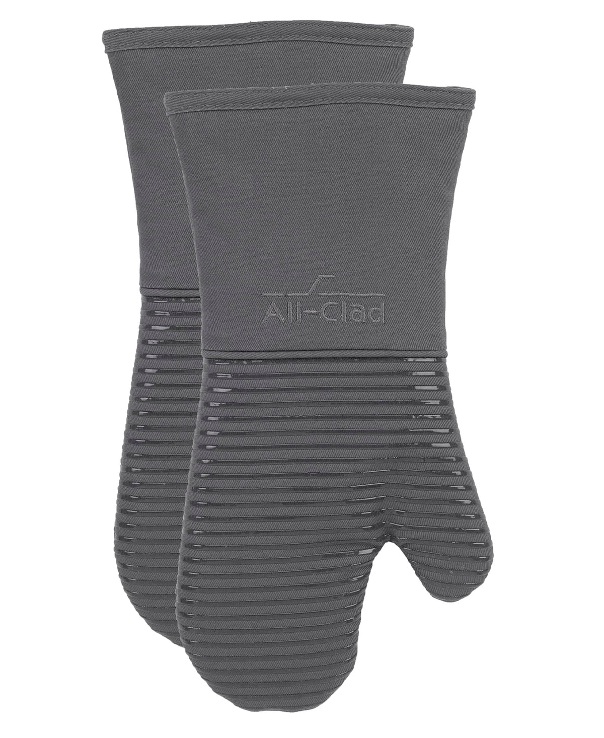 All-Clad Silicone Oven Mitts: Heat Resistant to 500 Degrees - 100% Cotton & Silicone, 14"x7" Pot Holders for Kitchen and Barbeque, 2-Pack, Almond